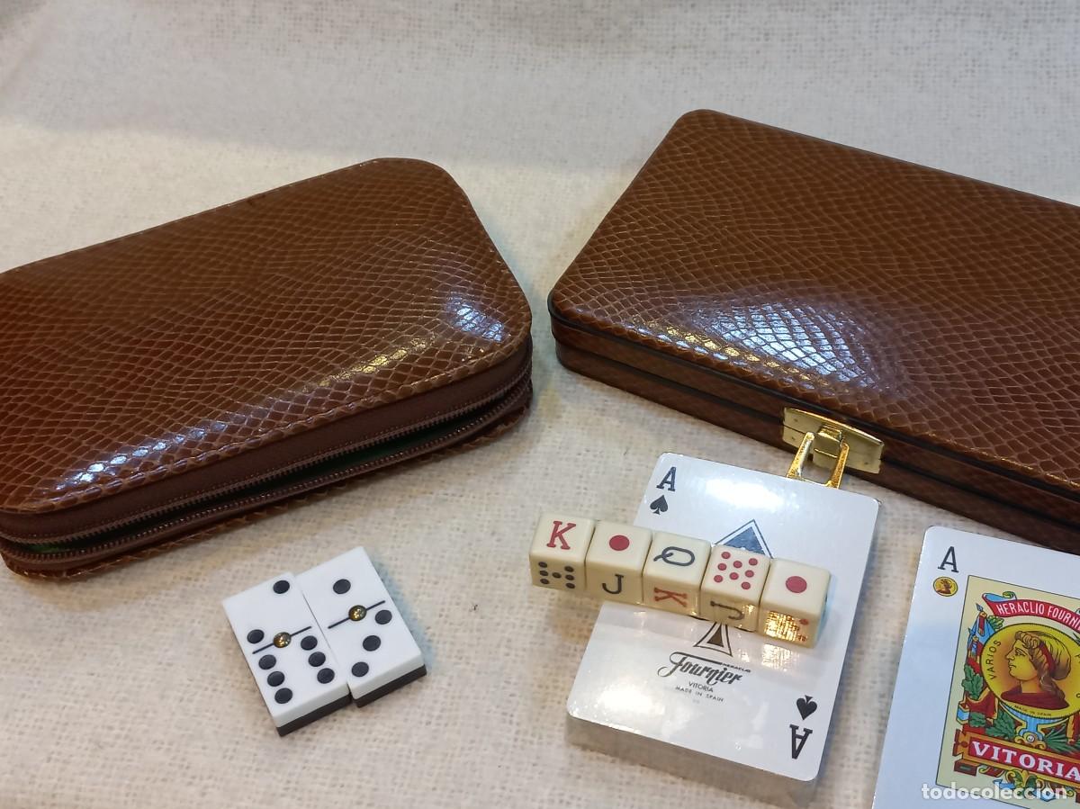 Juegos de mesa: DOS &uml;ESTUCHES JUEGOS DE MESA&uml; (cartas-dados-domin&oacute;) reptil