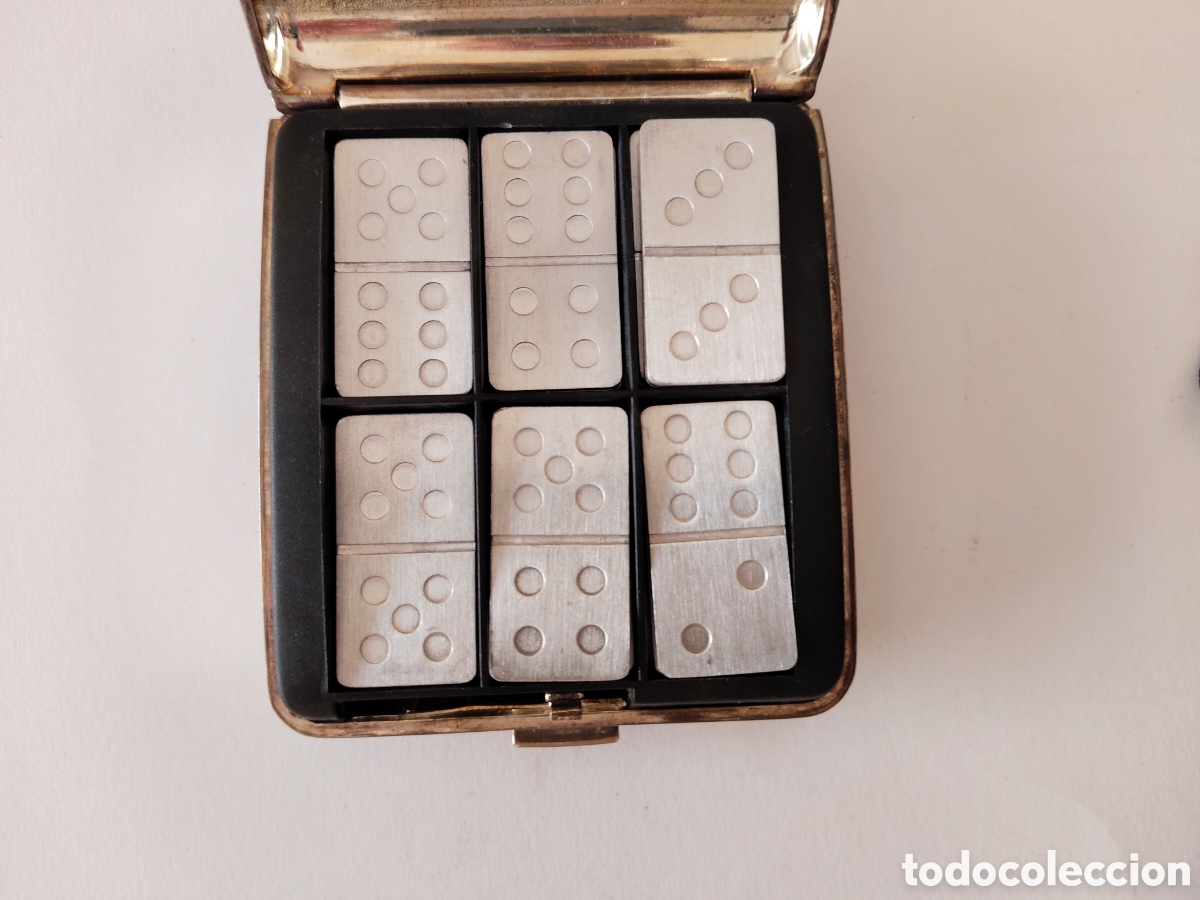 Juegos de mesa: PRECIOSO JUEGO DOMINO MINIATURA - DE VIAJE DE LA JOYERIA YANES EN METAL PLATEADO FICHAS DE ALUMINIO