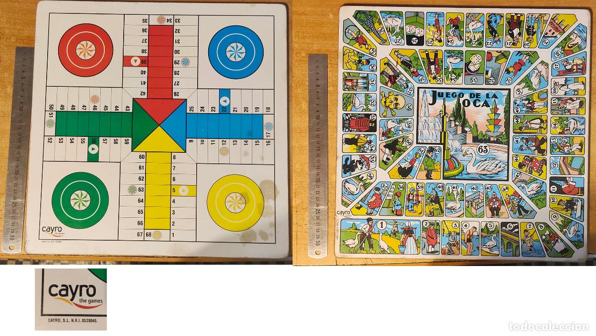 Juegos de mesa: Tablero de Juego de la Oca y Parchis, Juguetes Cayro, de madera o similar, unos 40 x 40 cms.