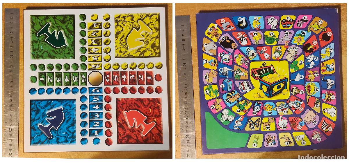 Juegos de mesa: Tablero de Juego de la Oca y Parchis, de madera o similar, unos 28 x 28 cm