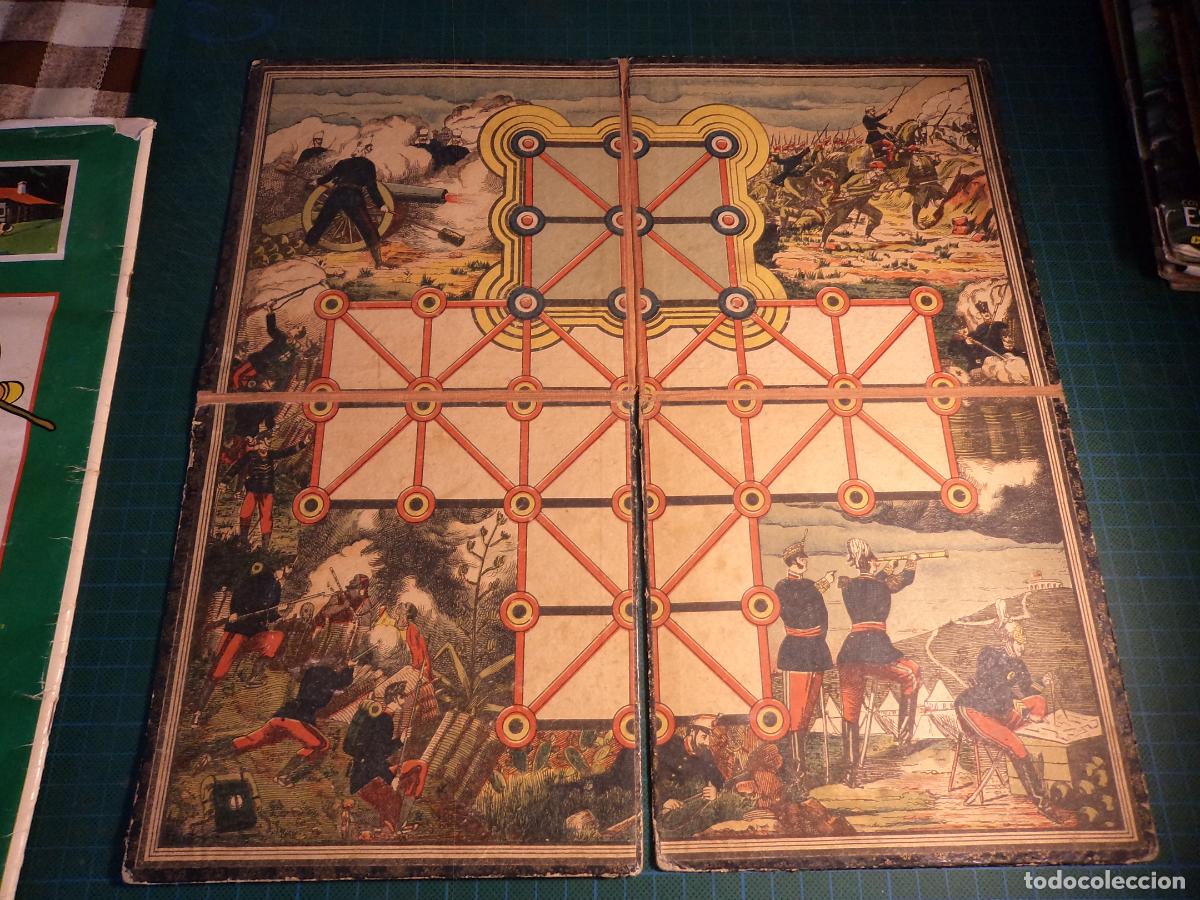 Juegos de mesa: Antig&uuml;o tablero. Juego de mesa Asalto. Cart&oacute;n