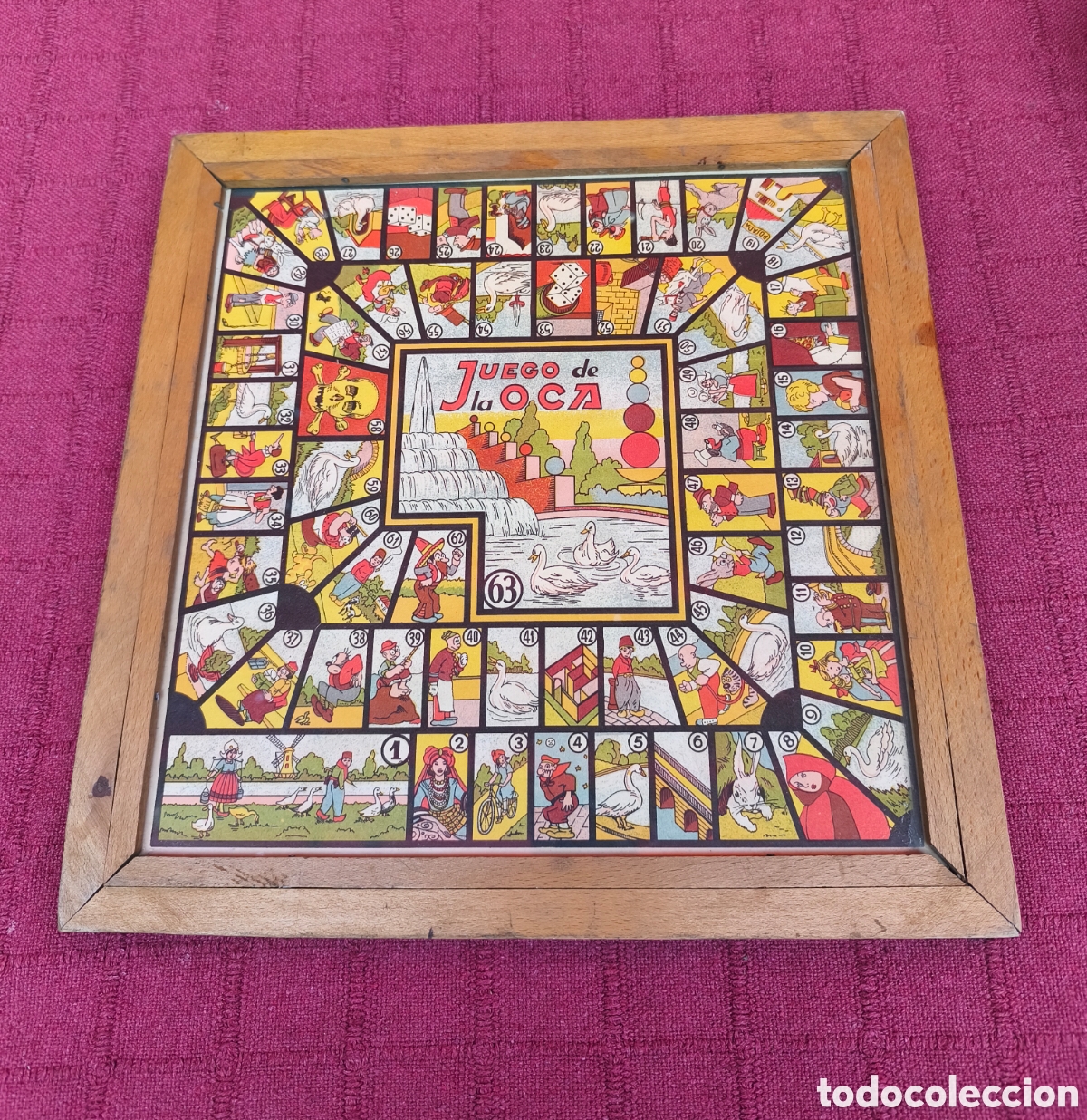 Juegos de mesa: JUEGO DE LA OCA Y PARCH&Iacute;S ANTIGUO ENMARCADO EN MADERA Y CON CRISTAL POR LOS DOS LADOS A&Ntilde;OS 50 O 60