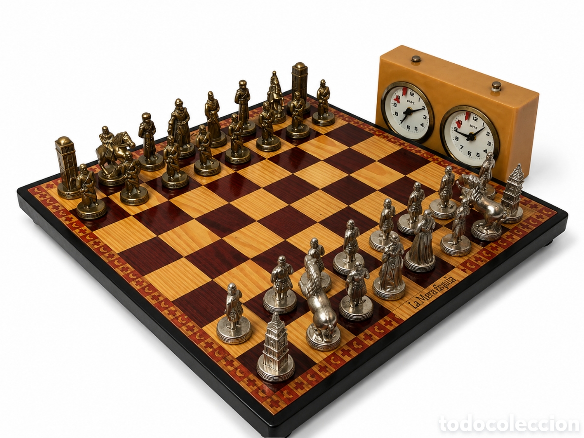 Juegos de mesa: Ajedrez 1960-1980 vintage espa&ntilde;ol con figuras cristianas y musulmanas.