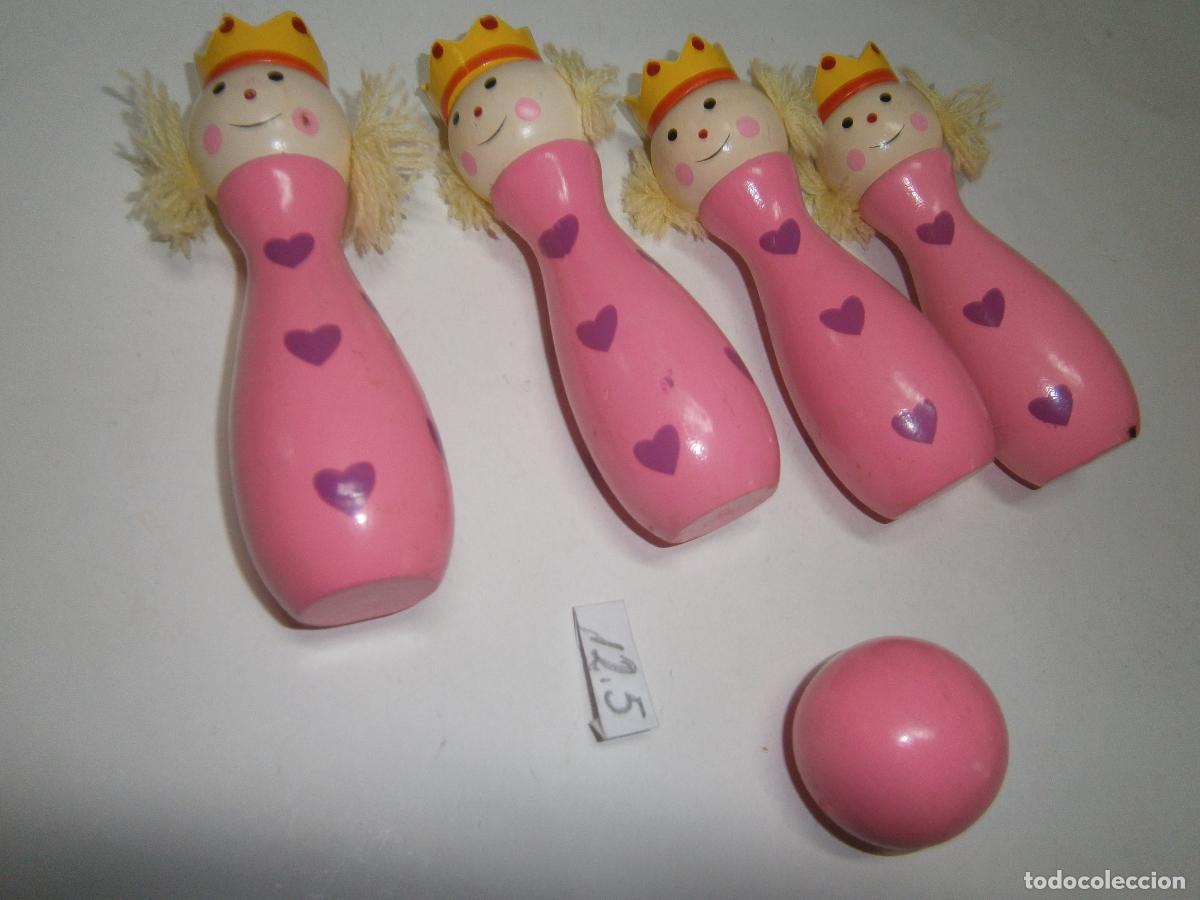 Juegos de mesa: JUEGO DE BOLOS INFANTIL DE MADERA CON TEMATICA DE PRINCESAS