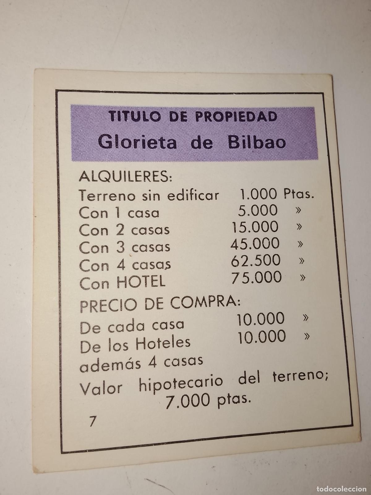 Juegos de mesa: FICHA TARJETA DEL JUEGO MONOPOLY A&Ntilde;OS 70S COMPLETE SUS FALTAS, SE VENDE LA DE LA FOTO