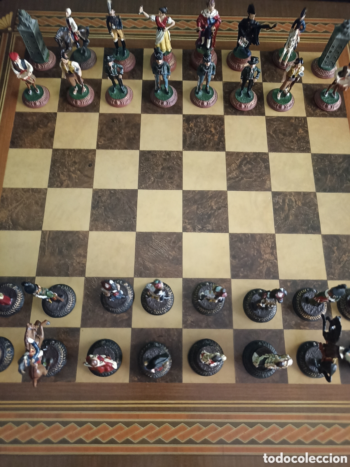 Juegos de mesa: Ajedrez Guerra de la Independencia original con figuras de plomo pintadas a mano