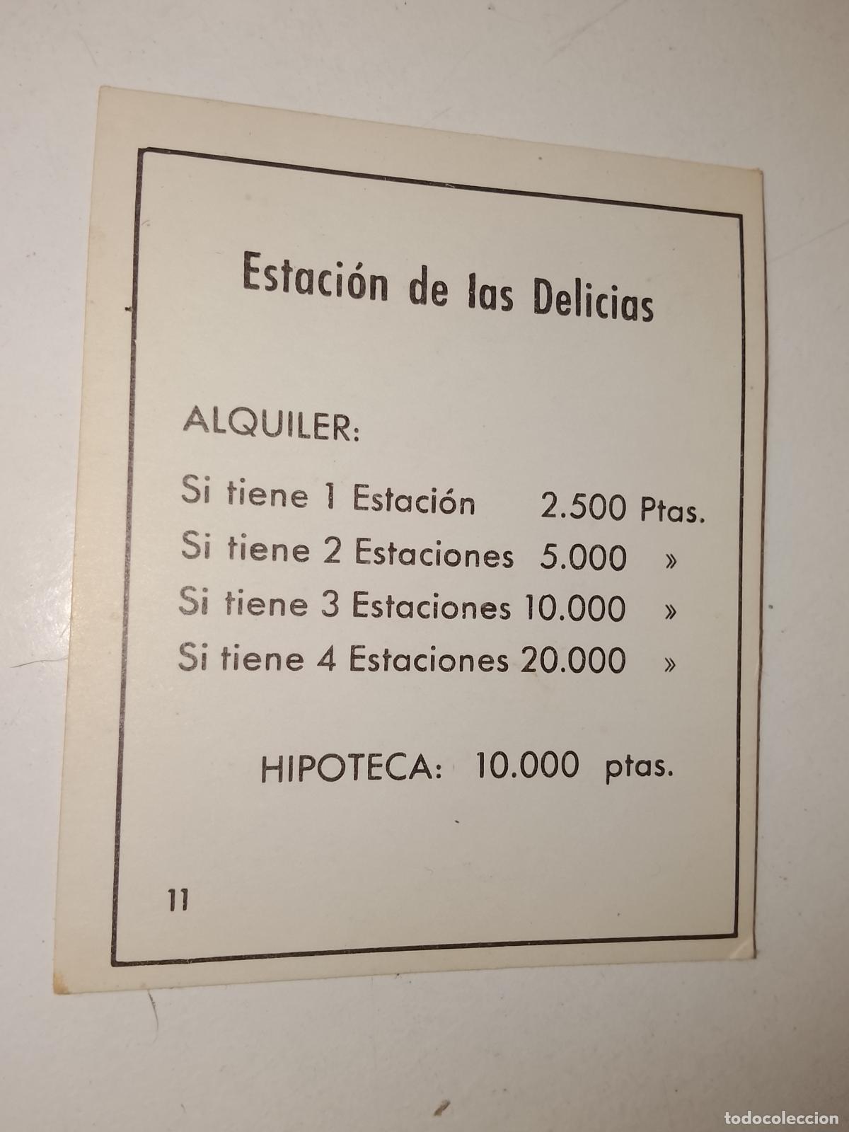 Juegos de mesa: FICHA TARJETA DEL JUEGO MONOPOLY A&Ntilde;OS 70S COMPLETE SUS FALTAS, SE VENDE LA DE LA FOTO