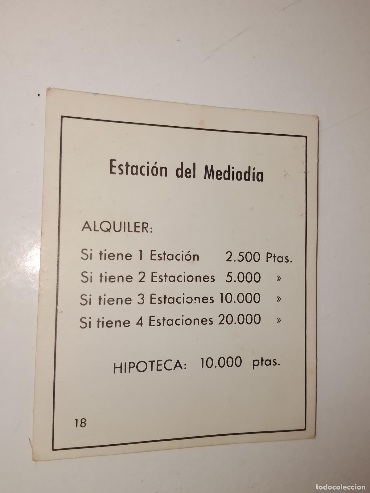 Juegos de mesa: FICHA TARJETA DEL JUEGO MONOPOLY A&Ntilde;OS 70S COMPLETE SUS FALTAS, SE VENDE LA DE LA FOTO