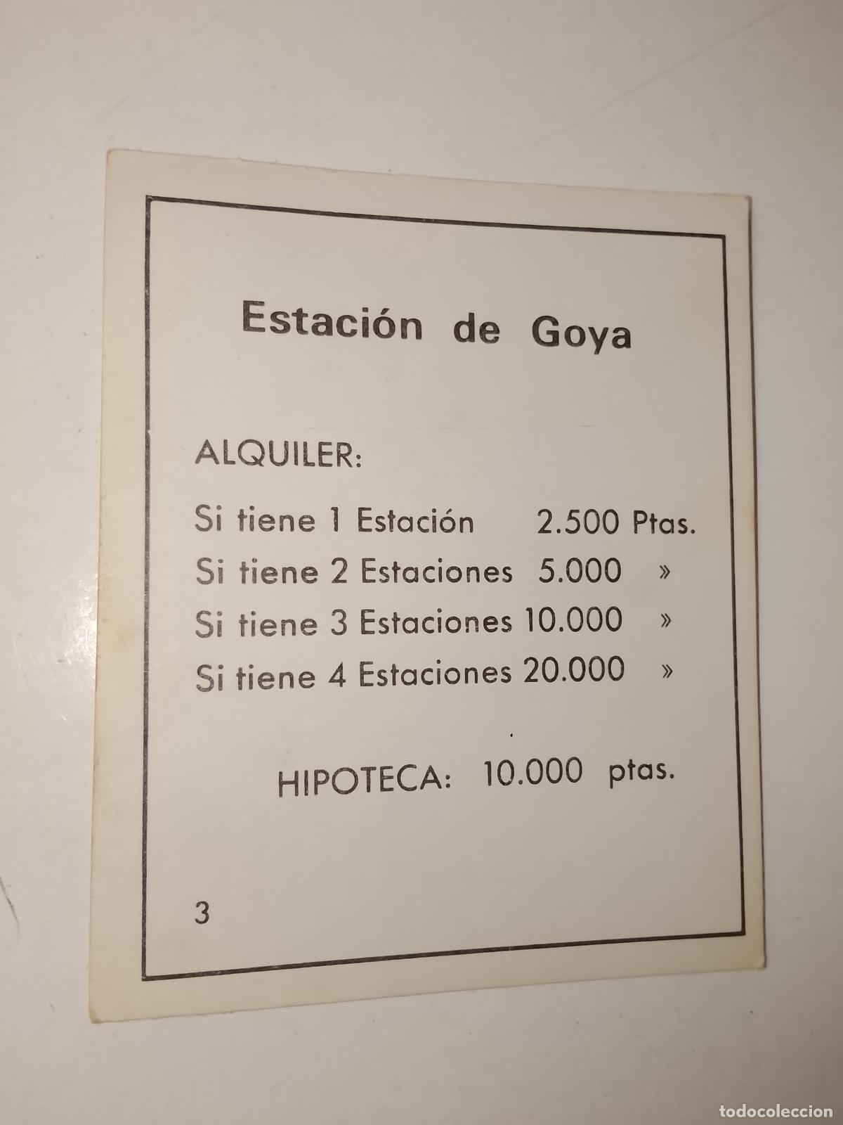 Juegos de mesa: FICHA TARJETA DEL JUEGO MONOPOLY A&Ntilde;OS 70S COMPLETE SUS FALTAS, SE VENDE LA DE LA FOTO