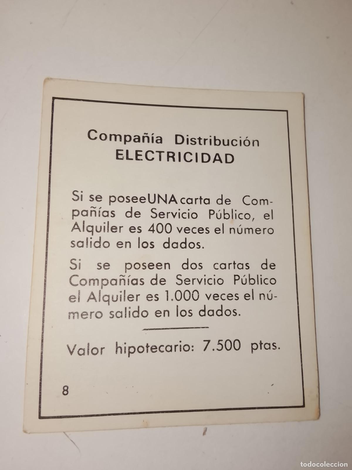 Juegos de mesa: FICHA TARJETA DEL JUEGO MONOPOLY A&Ntilde;OS 70S COMPLETE SUS FALTAS, SE VENDE LA DE LA FOTO