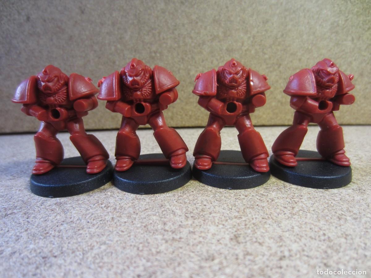 Juegos de mesa: Lote 4 Marines Rojos Blood Angels. Repuestos Space Crusade Cruzada Estelar MB