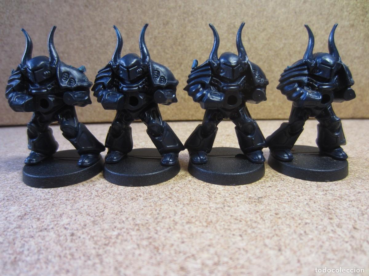 Juegos de mesa: Lote 4 Marines Negros Chaos Space Marines. Repuestos Space Crusade Cruzada Estelar MB