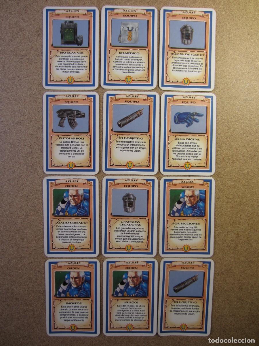 Juegos de mesa: Lote 12 Cartas Misi&oacute;n, Equipo y Ordenes Azules. Repuestos Space Crusade Cruzada Estelar MB