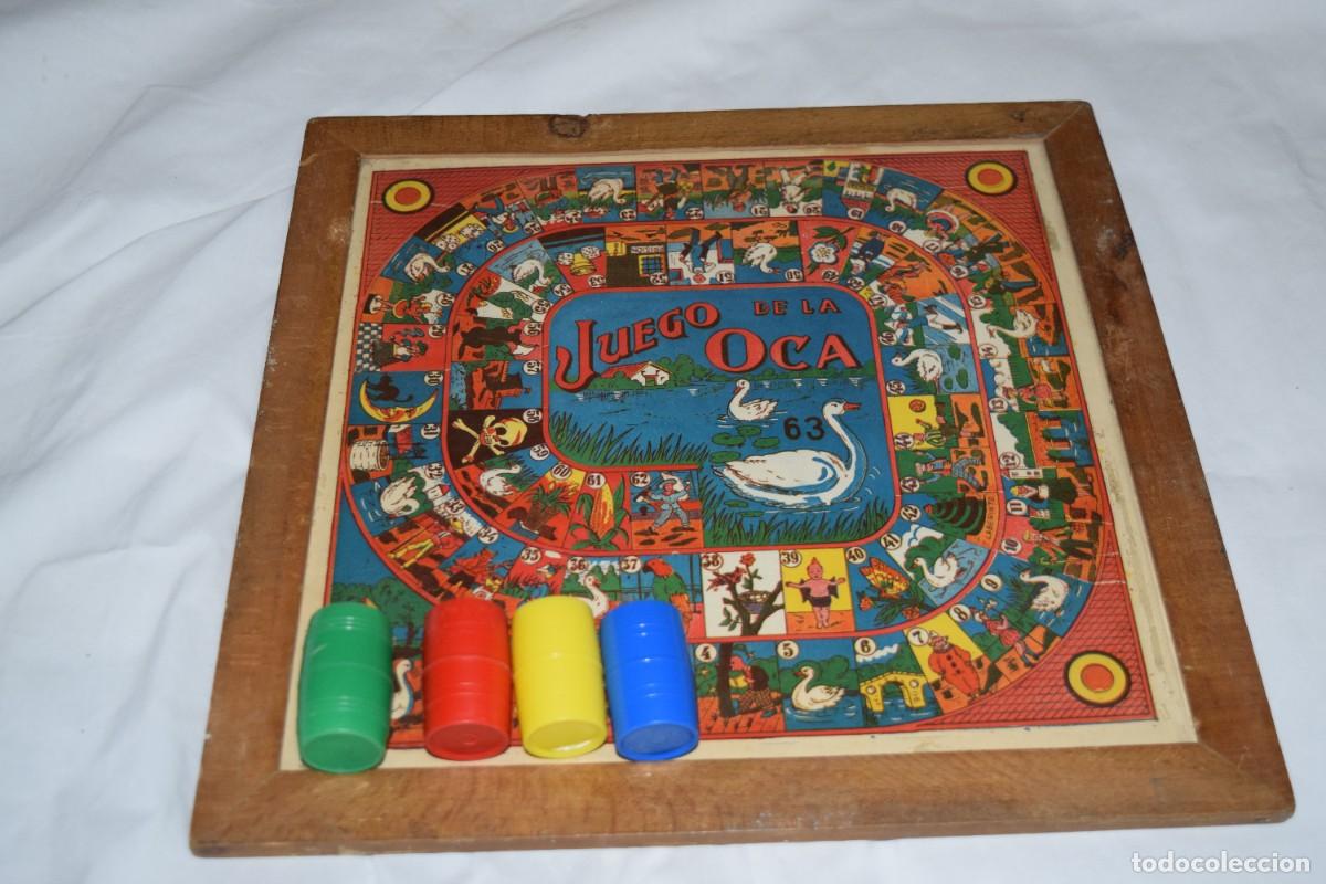 Juegos de mesa: Vintage, antiguo Juego de Oca y Parch&iacute;s / Parcheesi, marco de madera y cristal &iexcl;Mira fotos/detalles!