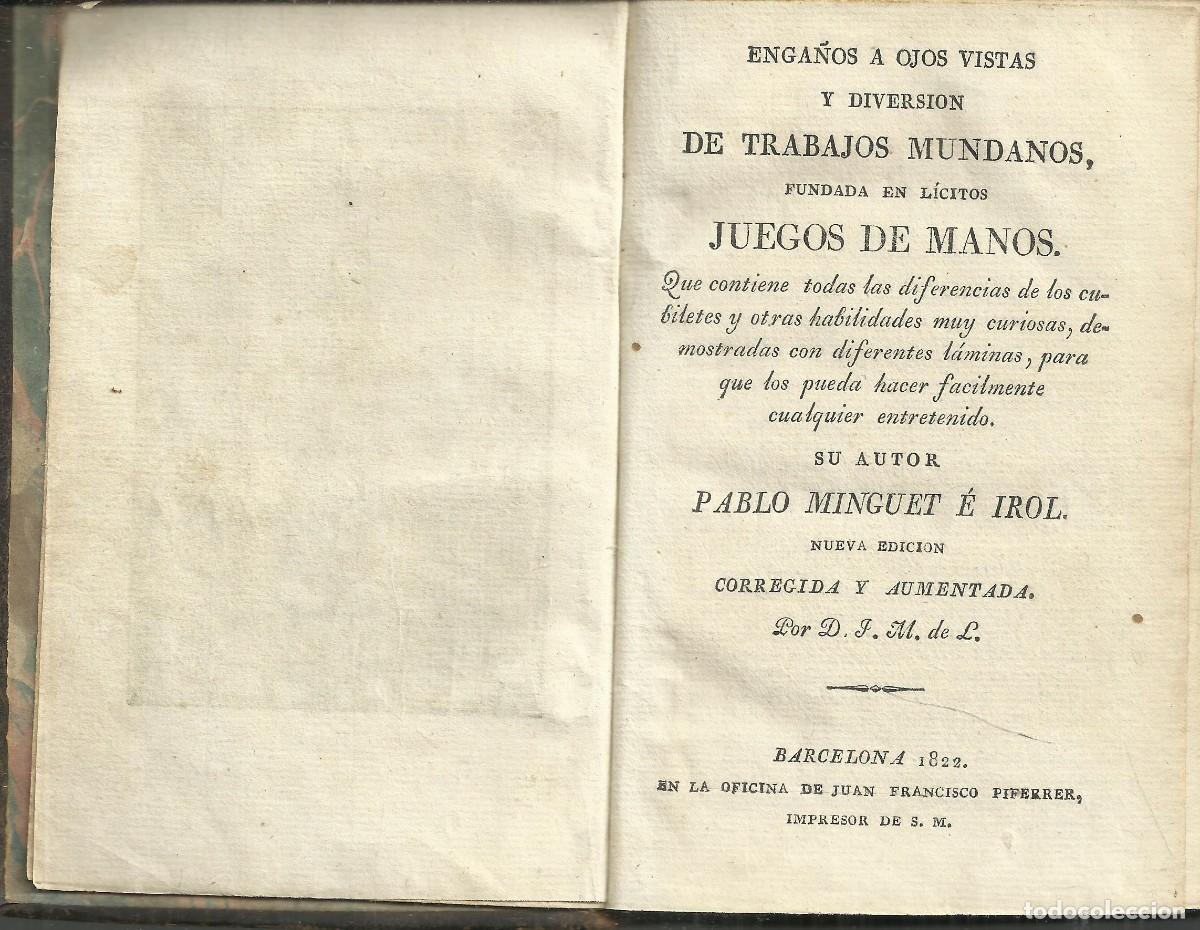 Juegos de mesa: Juegos de mano. Pabbblo Minguet i Iriol . Barcelona 1822, 270 p&aacute;ginas