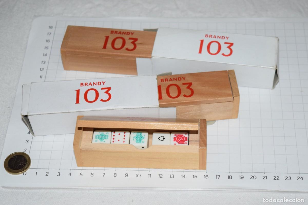 Juegos de mesa: 3 Cajas, cajitas de madera, con DADOS de POKER - Publicidad BRANDY 103 - &iexcl;Mira fotos y detalles!