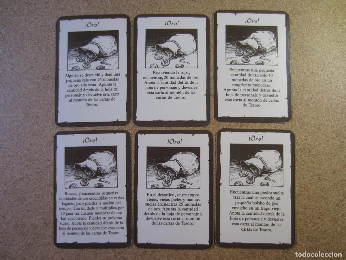 Juegos de mesa: Lote 6 Cartas Tesoro Oro. Piezas y Repuestos Originales para HeroQuest de MB