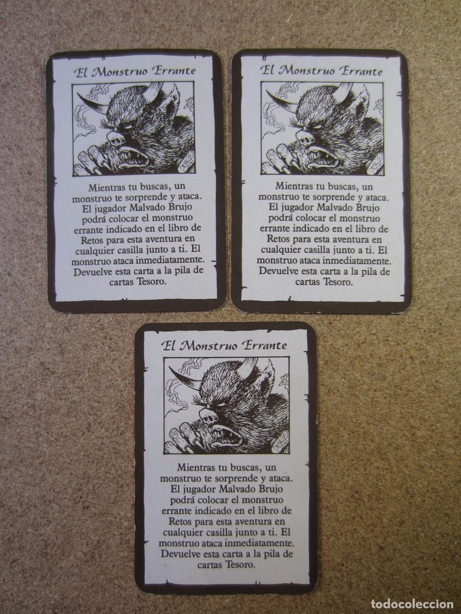 Juegos de mesa: Lote 3 Cartas Tesoro Monstruo Errante. Piezas y Repuestos Originales para HeroQuest de MB