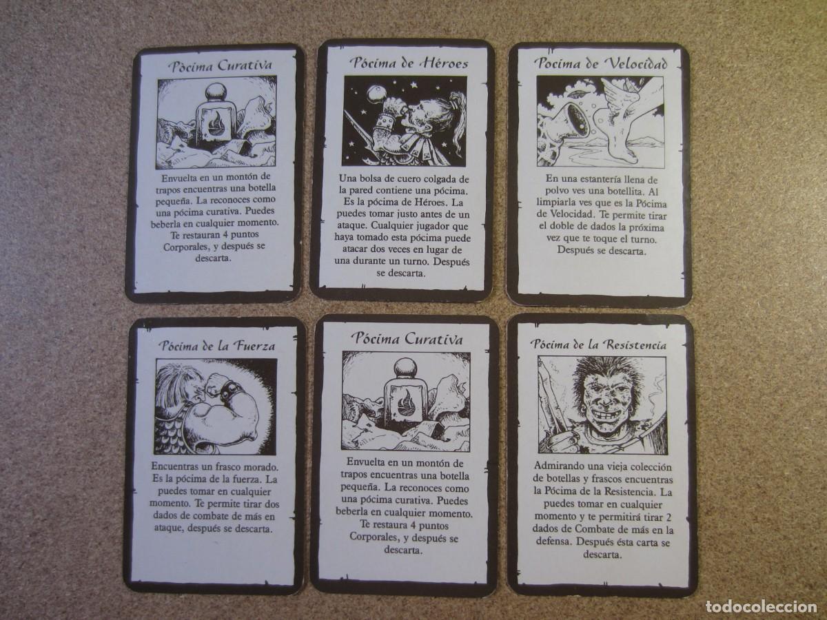 Juegos de mesa: Lote 6 Cartas Tesoro Pocima Pocimas. Piezas y Repuestos Originales para HeroQuest de MB