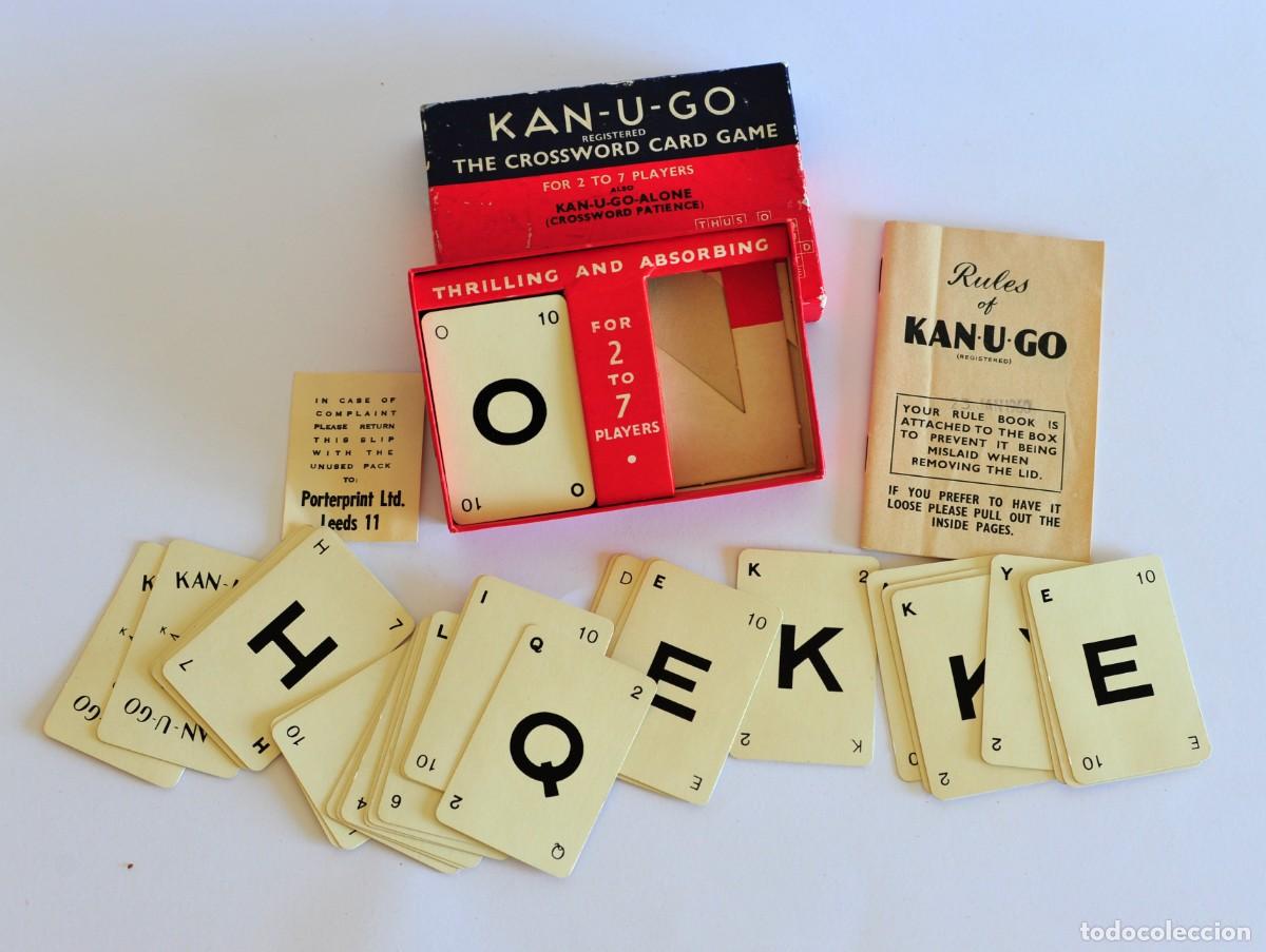 Juegos de mesa: Juego vintage ingl&eacute;s de palabras cruzadas Kan-U-Go, The crossword card Game. Anterior al Scrabble.