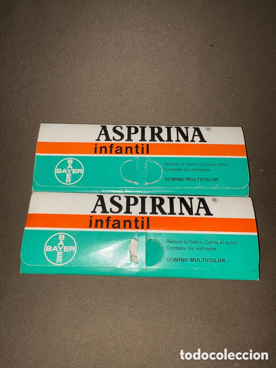 Juegos de mesa: Antiguo juego de propaganda ASPIRINA INFANTIL,DOMIN&Oacute; MULTICOLOR*ver fotos*pack de 2