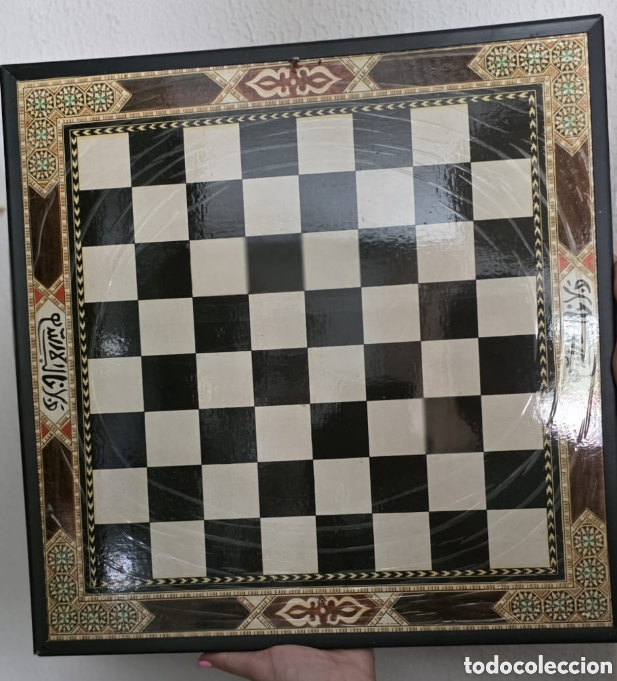 Juegos de mesa: Tablero Reversible de Ajedrez y Parch&iacute;s (Madera/Taracea) - Foto 2