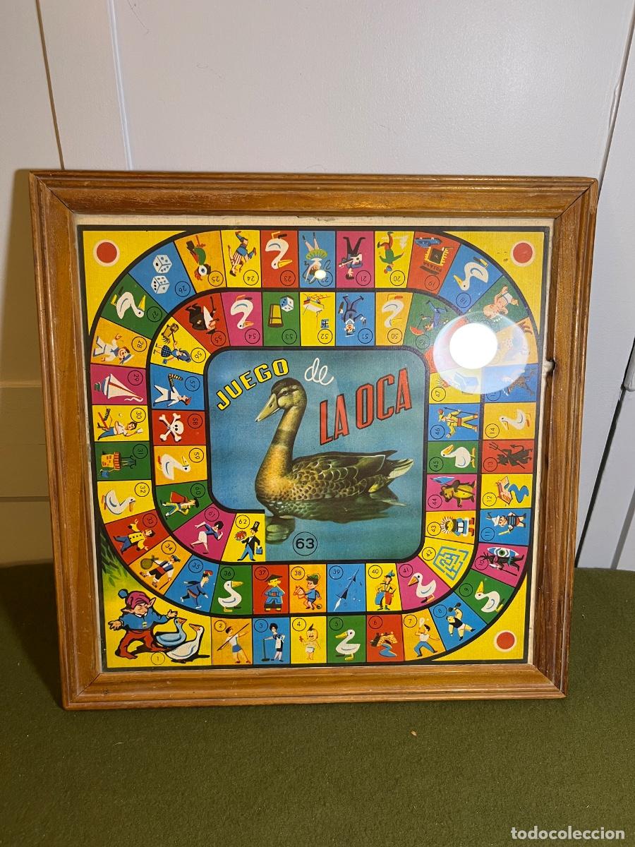 Giochi da tavolo: Antiguo tablero reversible Juegos Borr&aacute;s &ndash; Juego de la Oca y Gran Premio &ndash; Enmarcado &ndash; Vintage a&ntilde;os
