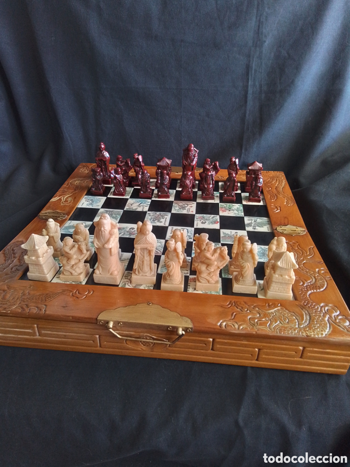 Juegos de mesa: Ajedrez de madera y piedra Esteatita todo hecho artesanalmente