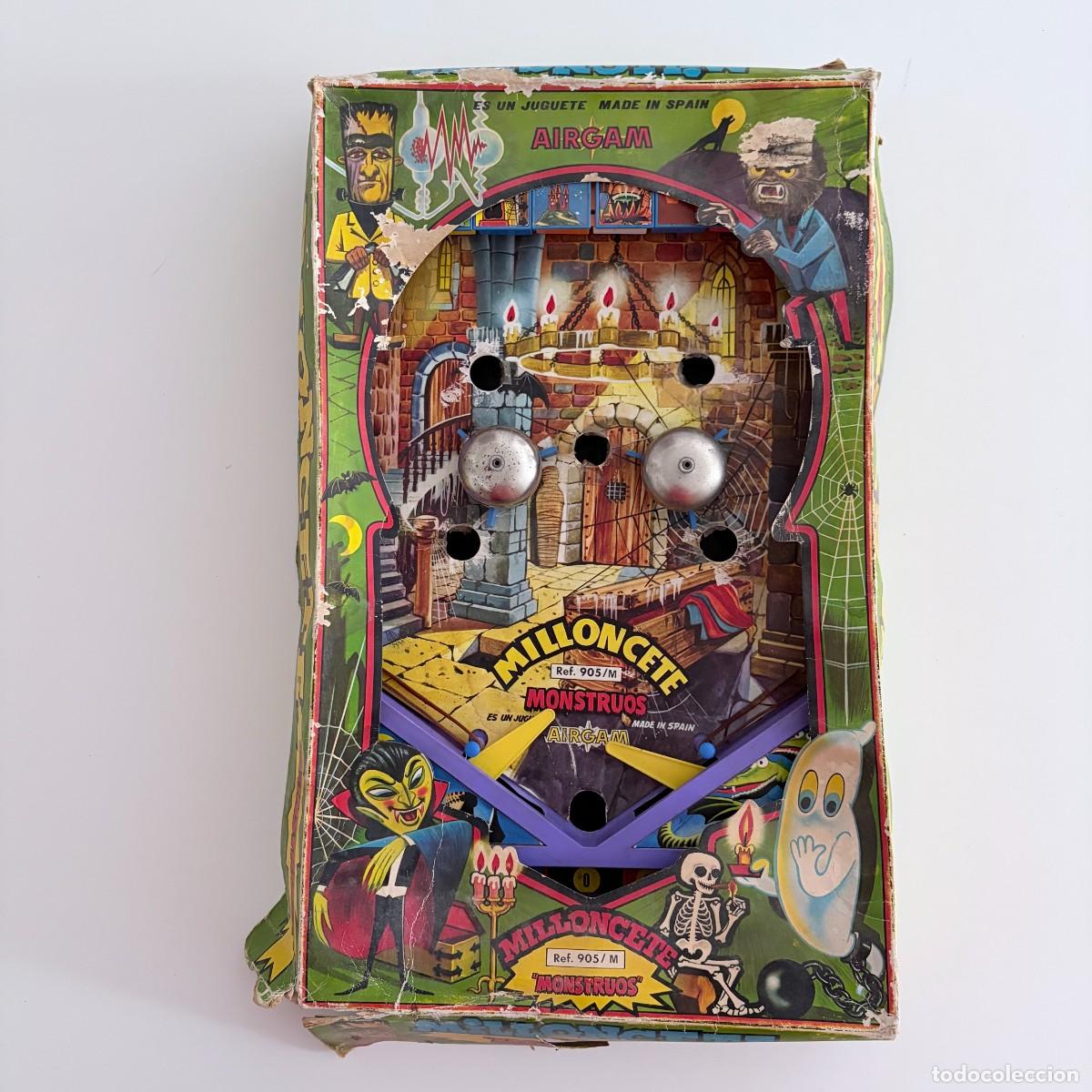 Juegos de mesa: Pinball Juego de mesa MILLONCETE Monstruos Airgam made in Spain con caja vintage 70s