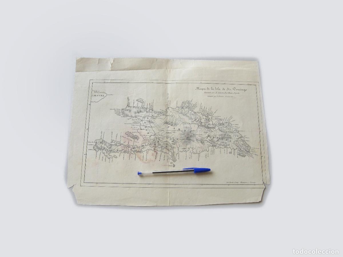 Juegos de mesa: MAPA DE LA ISLA DE SANTO DOMINGO. ANTONIO DEL MONTE Y TEJADA. LITOGRAF&Iacute;A MARTIN Y LAMY. HABANA
