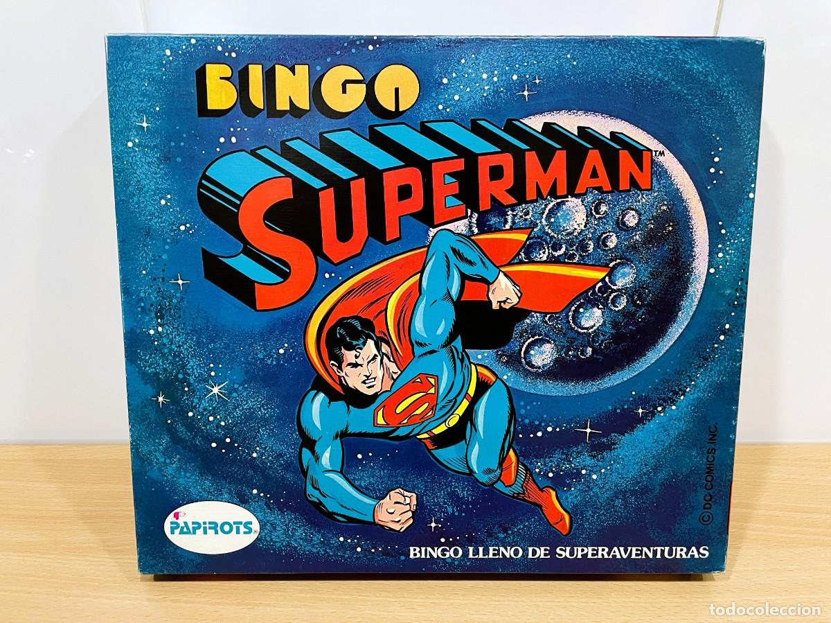 Juegos de mesa: JUEGO DE MESA DE PAPIROTS - BINGO DE SUPERM&Aacute;N CON CAT&Aacute;LOGO Y FIGURA COMAN BOYS