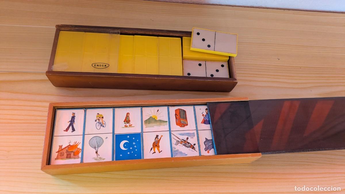 Juegos de mesa: Lote de juegos antiguos ENOSA &mdash; domin&oacute; y fichas ilustradas