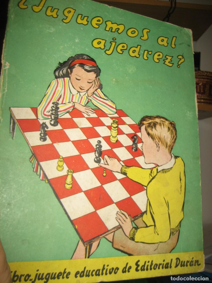 Juegos de mesa: Tablero ajedrez de cart&oacute;n grueso . del libro juguete educativo ed Duran . Juguemos al ajedrez