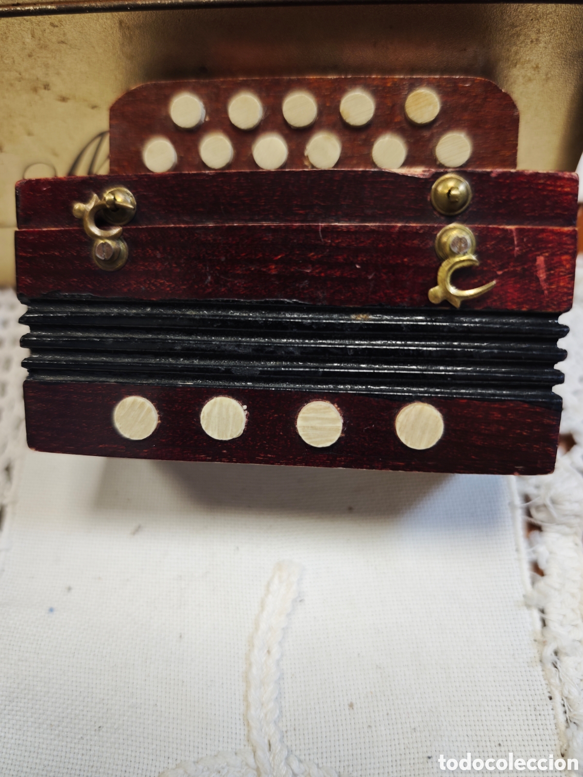 Juegos de mesa: Raro Domino de Viaje/Miniatura c.1900.Caja Acordeon