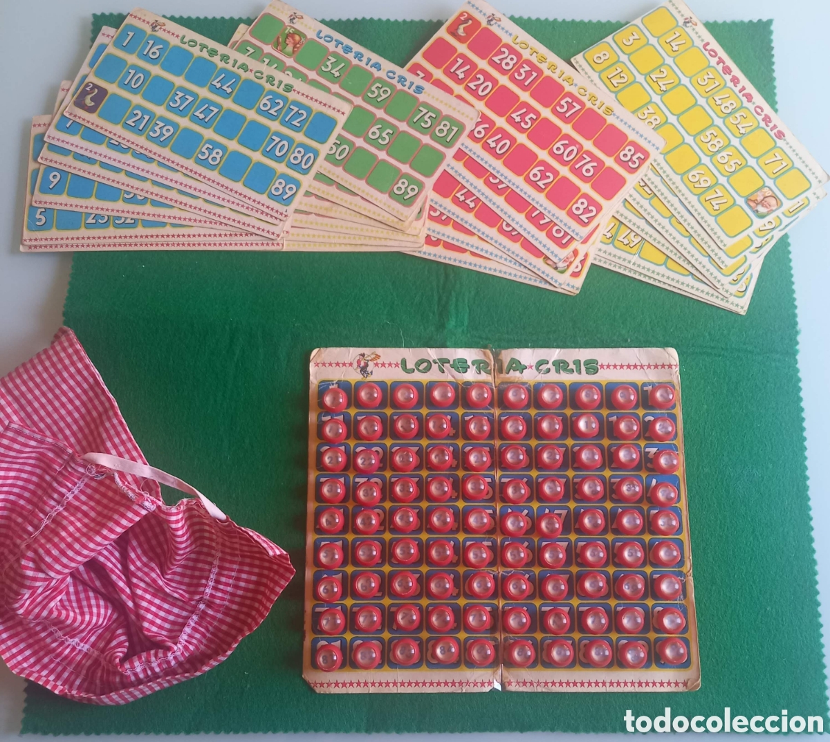 Juegos de mesa: Antigua Loter&iacute;a / Bingo &rdquo;Cris&rdquo; Completo (90 N&uacute;meros) - Mediados Siglo XX - Excelente Estado Vintage