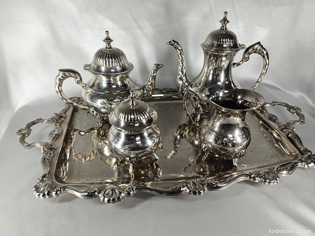 Juegos de mesa: juego de cafe en metal plateado