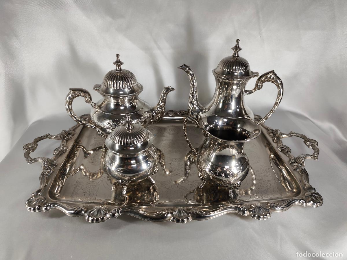 Juegos de mesa: juego de cafe en metal plateado