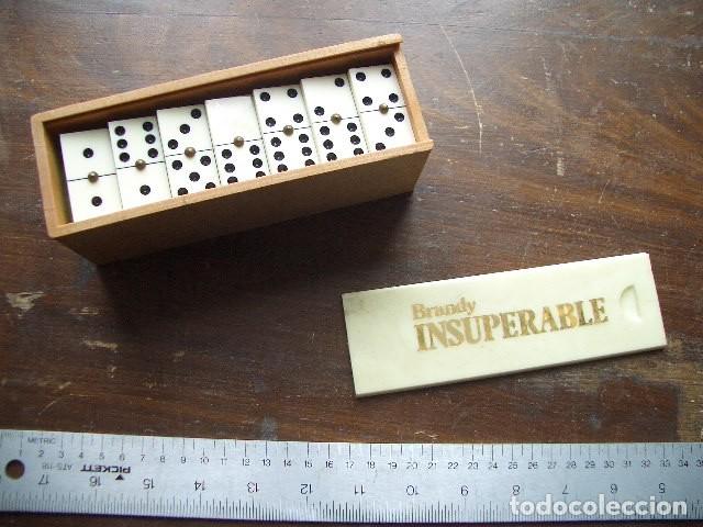 Juegos de mesa: Juego del domin&oacute; antiguo en caja promo Brandy insuperable 28 fichas