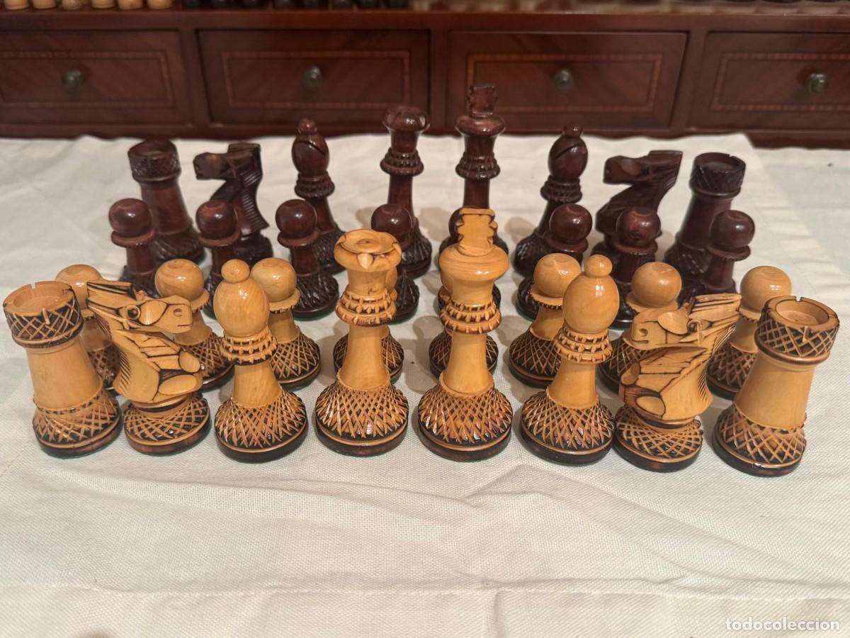 Juegos de mesa: Ajedrez Artesanal Lattice 9cm Rey NUEVO Set completo 32 piezas
