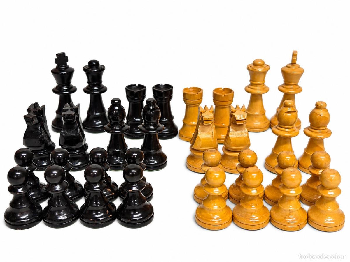 Juegos de mesa: Piezas de Ajedrez Marca Trastem - Madera de Estilo Staunton - con Caja - A&ntilde;os 70-80