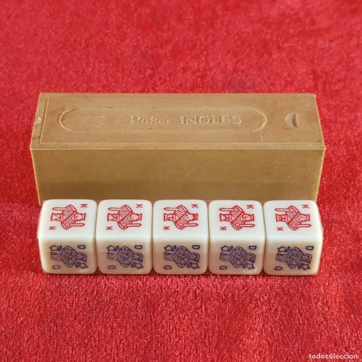 Juegos de mesa: JUEGO DE DADOS CL&Aacute;SICOS DE POKER INGL&Eacute;S - CON SU CAJA DE MADERA ORIGINAL
