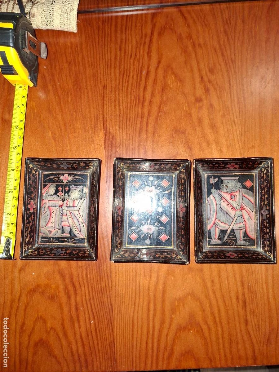 Juegos de mesa: CARTAS EN MADERA Y PINTADA A LA LACA 1850-1880 P.XX