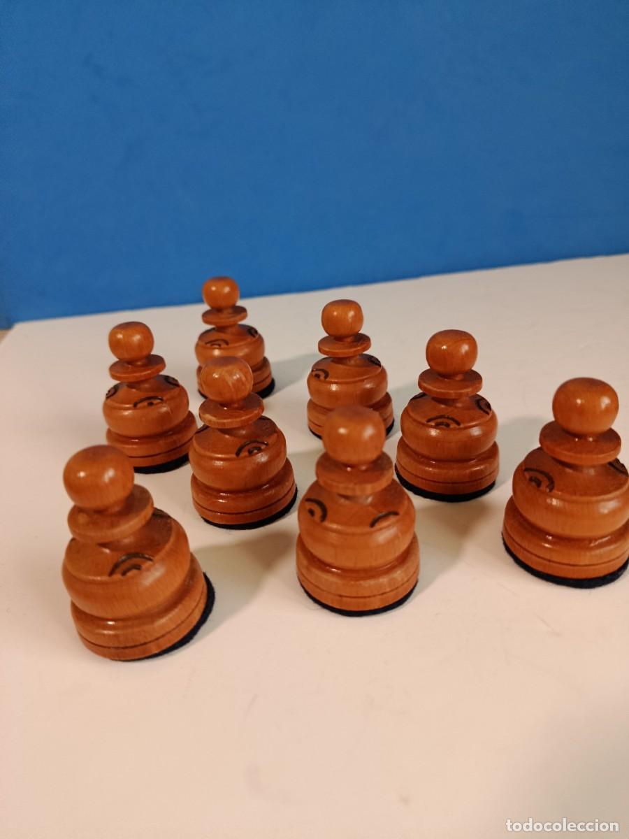 Juegos de mesa: PEONES DEL AJEDREZ POLACO DE MADERA. MODELO REALEZA