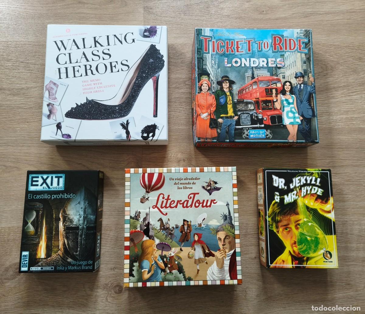 Juegos de mesa: Lote 5 Juegos de Mesa, Literatour, Ticket to ride Londres, EXIT El Castillo prohibido, etc