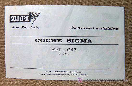 Giocattoli antichi: ORIGINAL SCALEXTRIC, INSTRUCCIONES DE MANTENIMIENTO, SIGMA, REF 4047