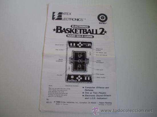 Juguetes antiguos: FOLLETO DEL JUEGO ELECTRONIC BASKETBALL 2 - A&Ntilde;O 1.980 - BALONCESTO