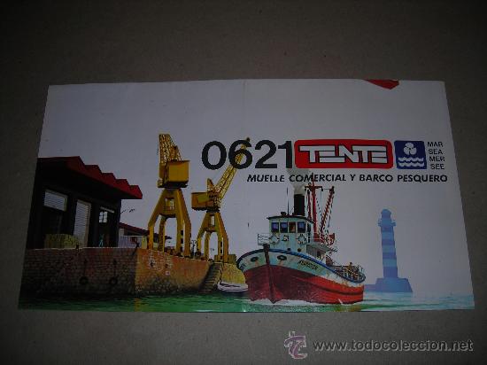 Old Toys: (M-ALB1) CATALOGO TENTE 0621 MUELLE COMERCIAL Y BARCO PESQUERO, EXIN 1977, DESPLEGABLE 3 PARTES