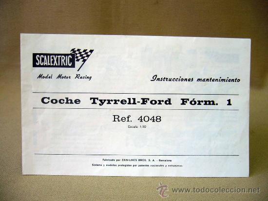 Jouets Anciens: SCALEXTRIC, INTRUCCIONES MANTENIMIENTO, COCHE TYRRELL FORD, FORMULA 1, REF 4048