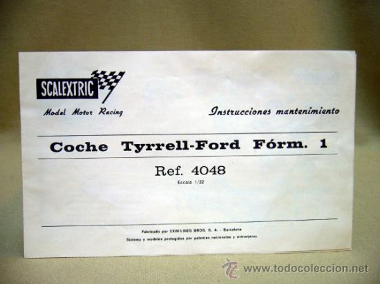 Jouets Anciens: SCALEXTRIIC, INSTRUCCIONES DE MANTENIMIENTO,  TYRRELL-FORD FORMULA 1, REF 4048