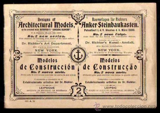 Jouets Anciens: Muy antiguo cuaderno n&ordm;2 Modelos de Constucci&oacute;n. Marzo 1900